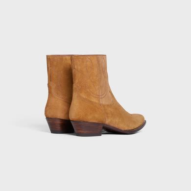 CELINE WESTERN ZIPPED BOOTS in Suede Calfskin